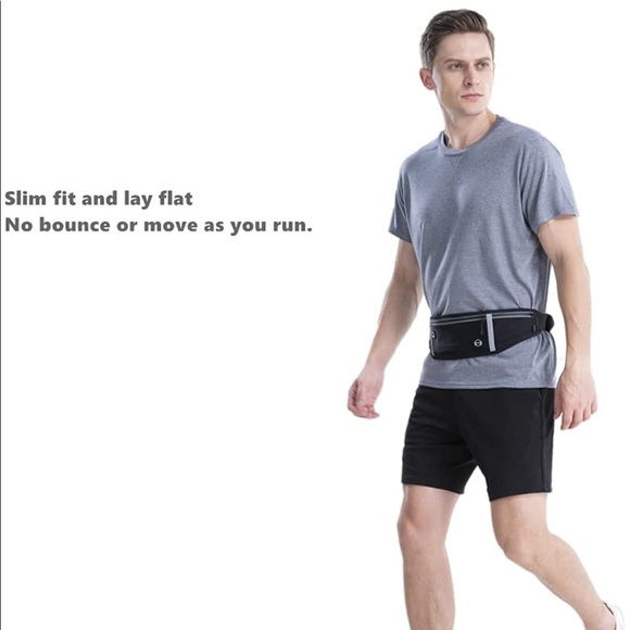 NEW! Running Belt Slim Fit Three Bounce-free Zip Pockets Reflective Black - Picture 6 of 12